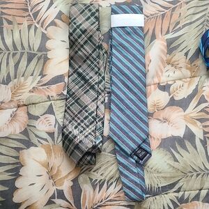 Calvin Klein Blue and Gray Striped Tie